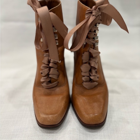 Rare vintage 80s Euro Club Granny Style Lace Up Boots Size 6-6.5 Leather - Picture 2 of 7